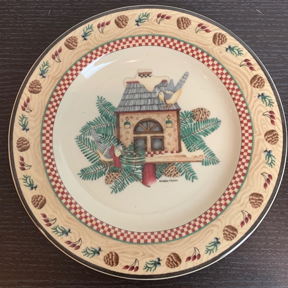 Debbie Mumm Sakura Winter Birds Salad Dessert Plates Set of 4 NIB Vintage 2000 - Picture 7 of 8